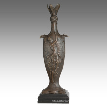 Vase Statue Female Birdscarving Decoration Bronze Sculpture TPE-670
